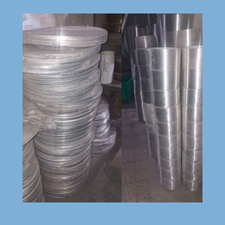 یک و نیم تن آلمینیوم مقداری گرده و کشیده شده قابلمه 